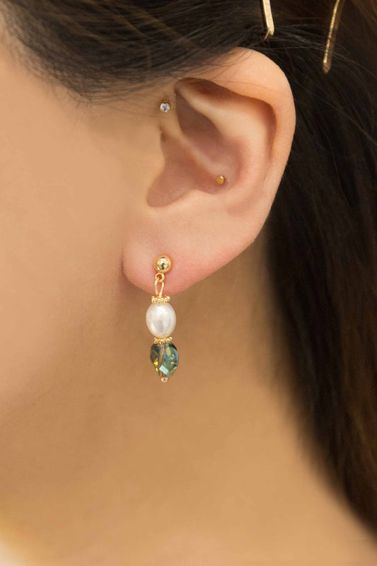 Zaina Pearl Earrings | Teal