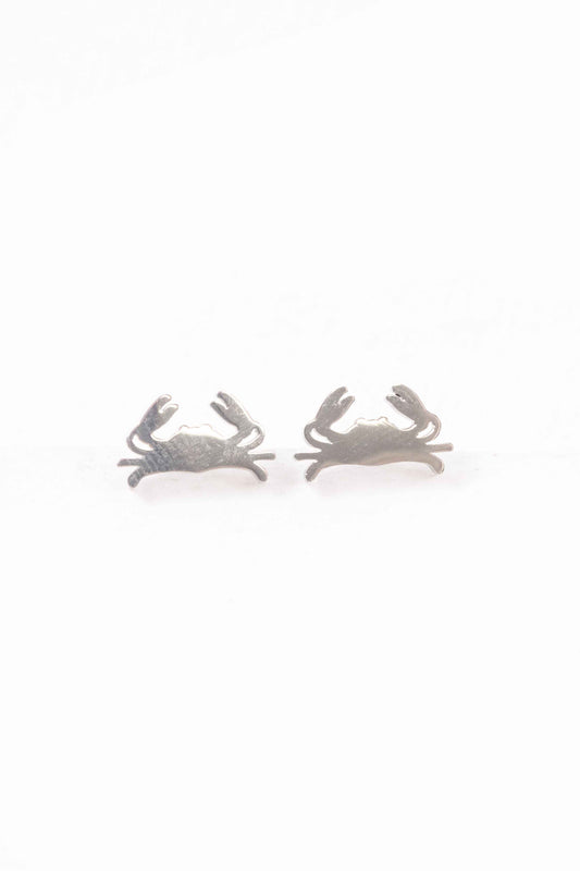 Crab Charm Earrings | Silver