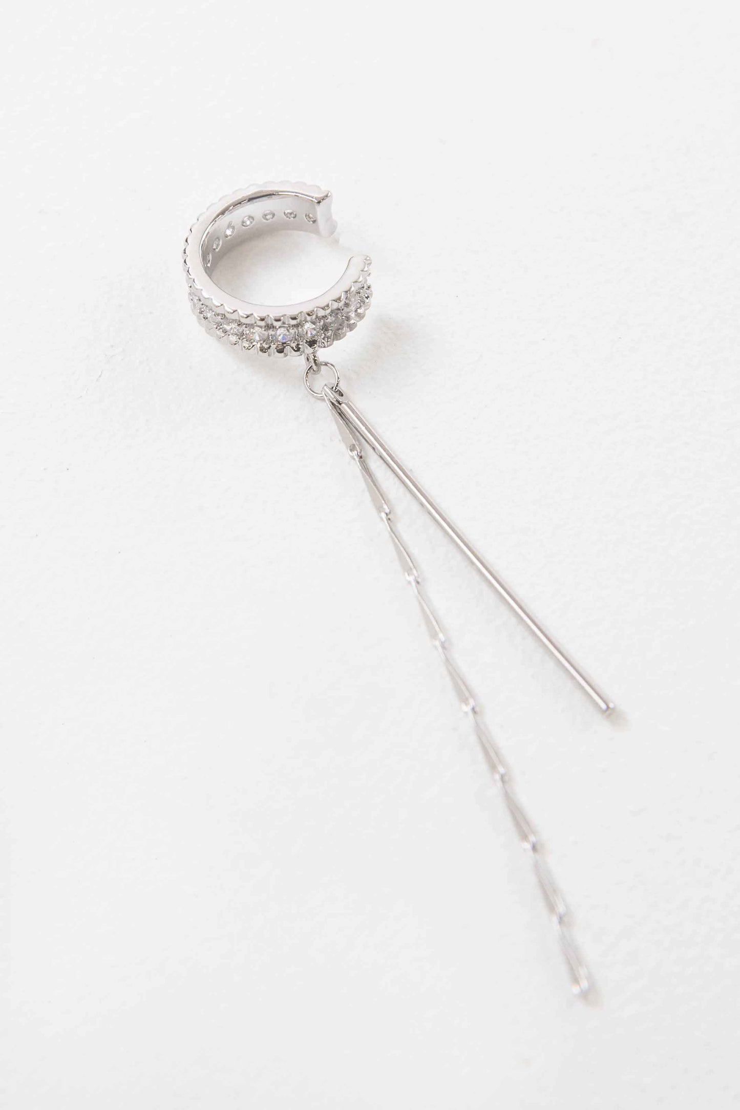 Drop the Bar Ear Cuff Earrings | Silver