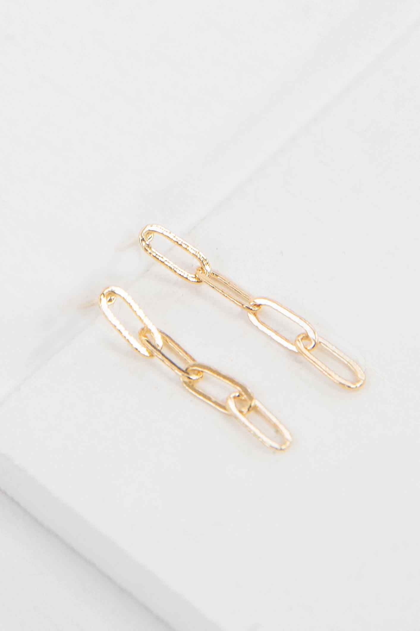 Mini Chain Dangle Earrings | Gold