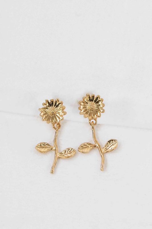 Sunflower Dangle Earrings | Gold