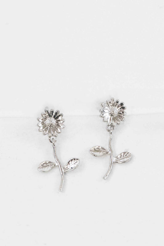 Sunflower Dangle Earrings | Silver