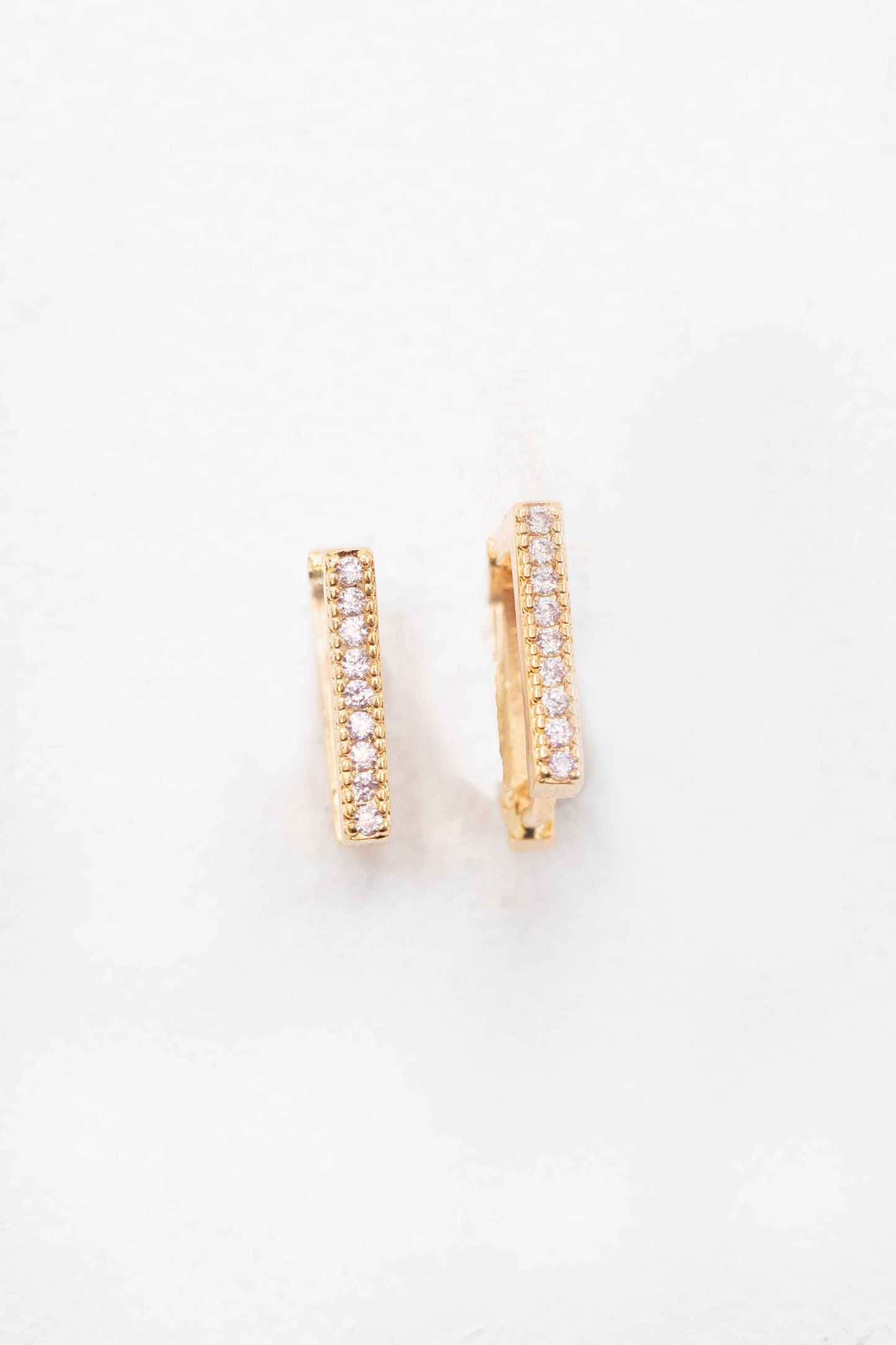 Stone Square Hoop Earrings | Gold