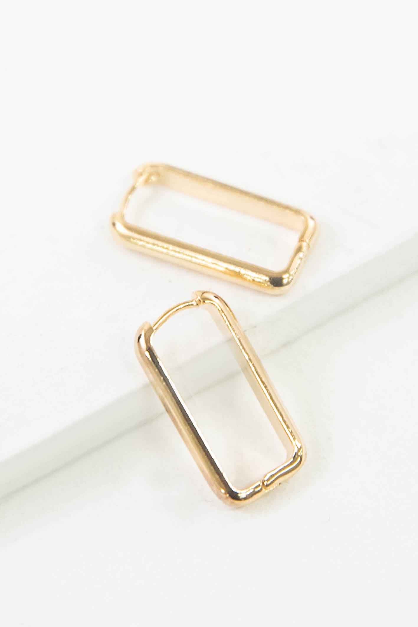 Rectangular Rounded Earrings Rounded Rectangle Hoop Earrings | Gold – Lovoda