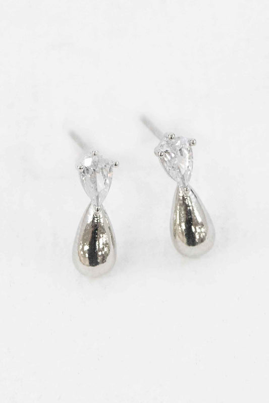 Droplet Stone Earrings | Silver