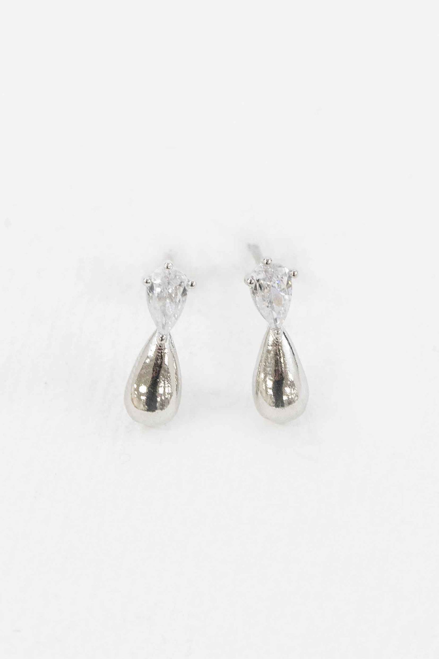 Droplet Stone Earrings | Silver