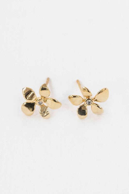 Flower Stud Earrings | Gold