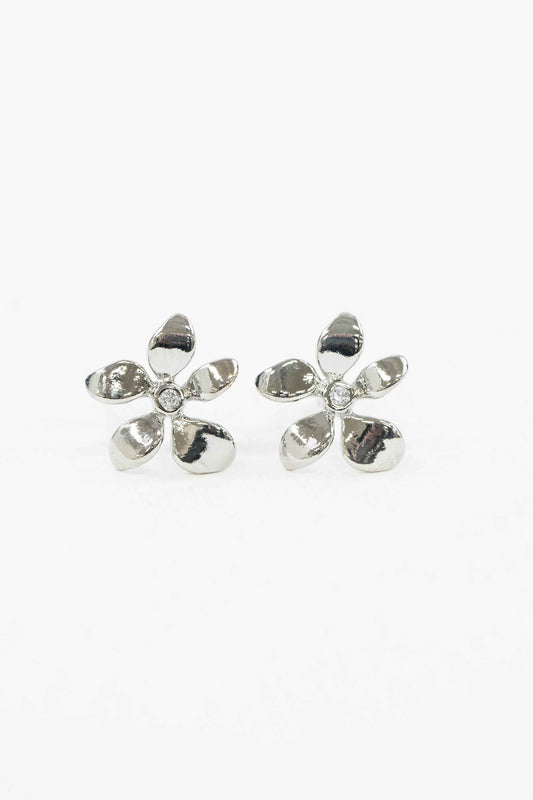 Flower Stud Earrings | Silver
