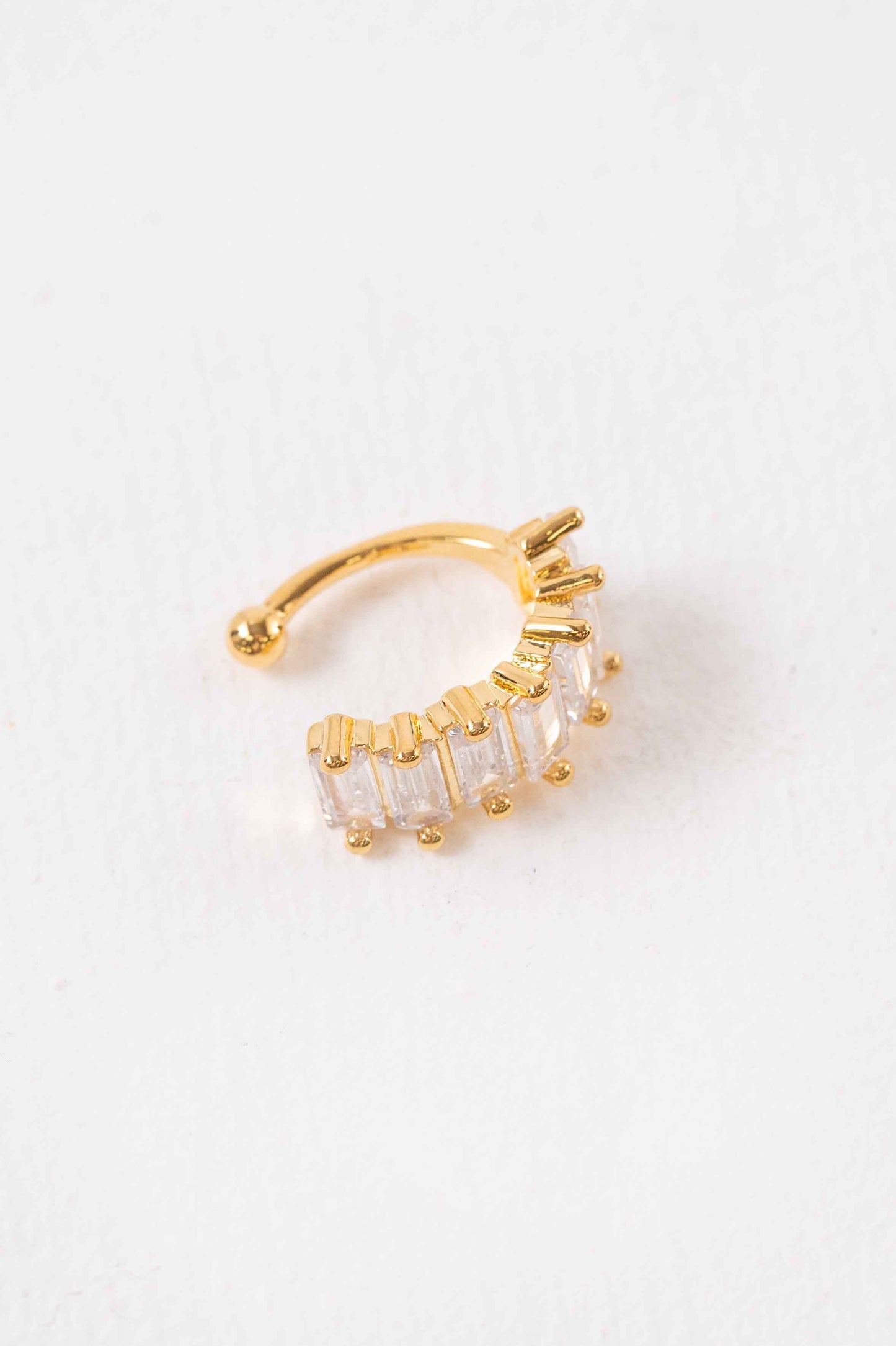 Baguette Stone Cuff Earring | Gold