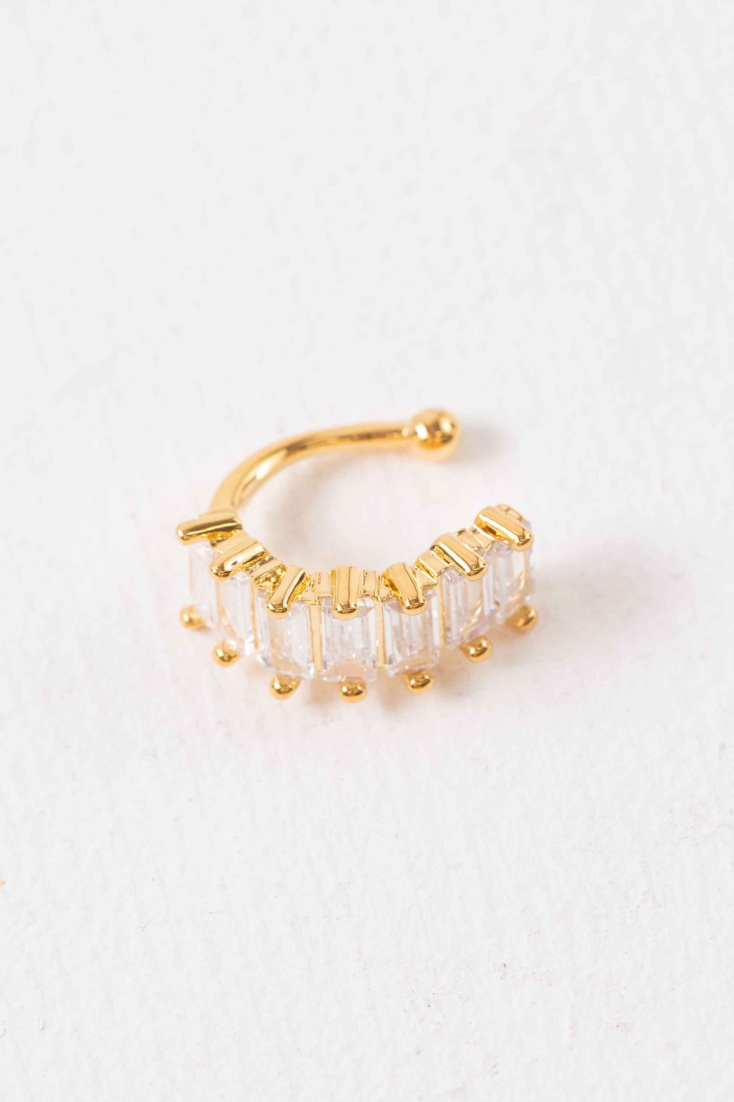 Baguette Stone Cuff Earring | Gold