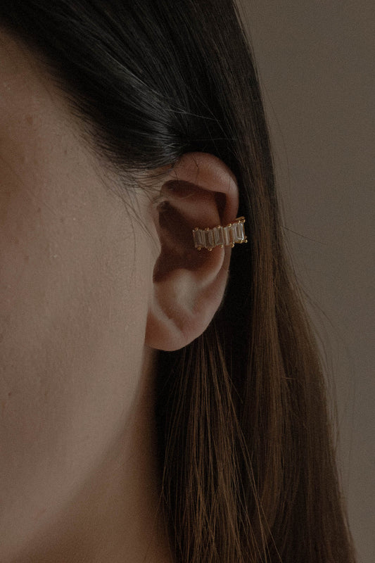 Baguette Stone Cuff Earring | Gold