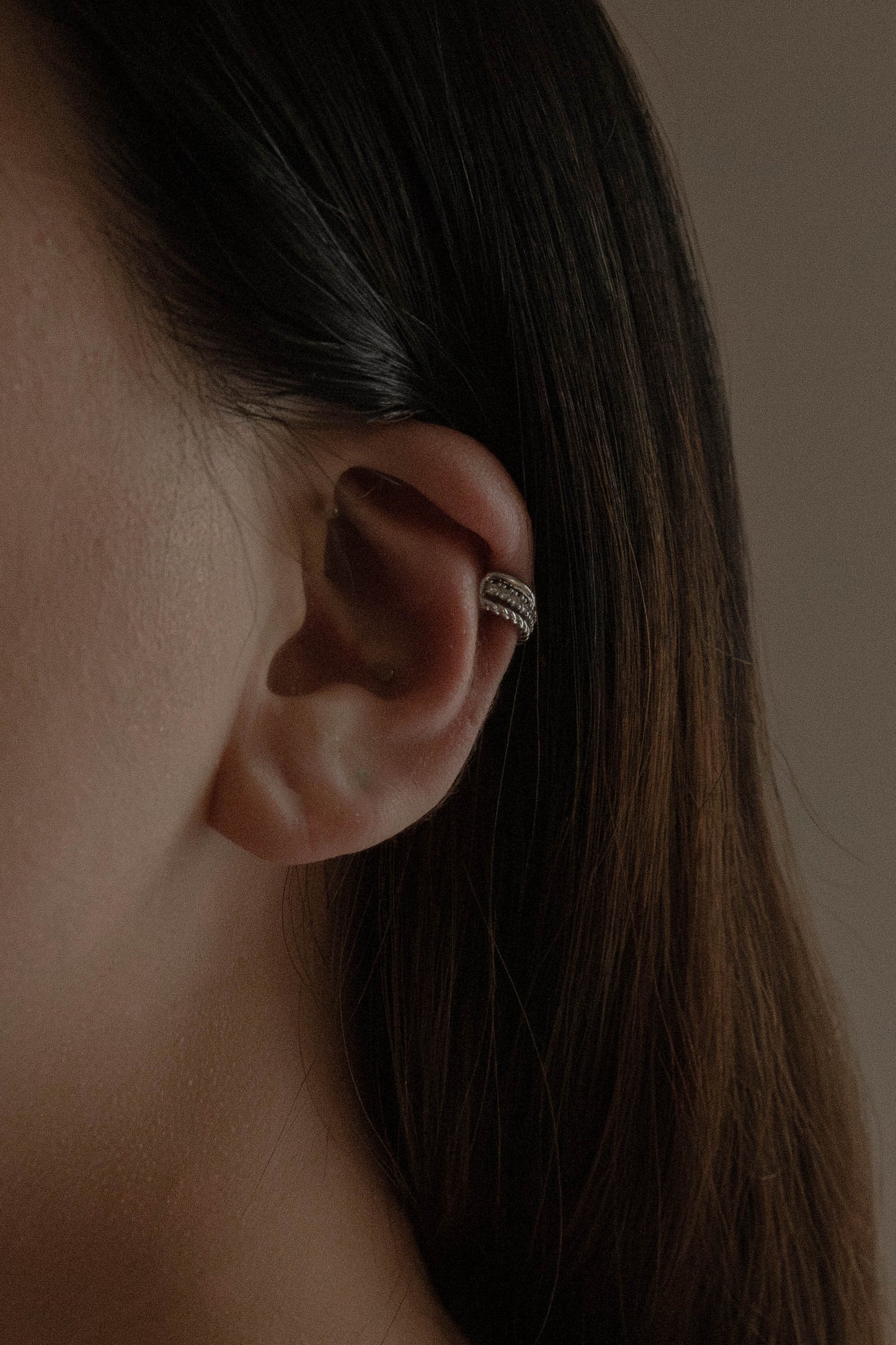 Band Stone Cuff Earring | Silver