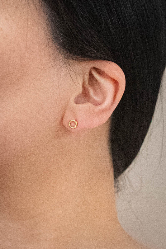 Embossed Circle Stud Earrings