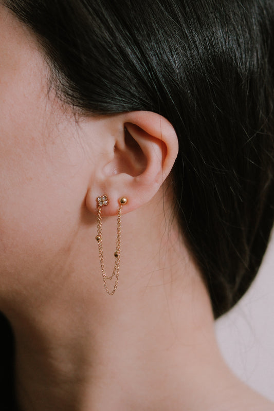 Double Piercing Drape Stud Earrings