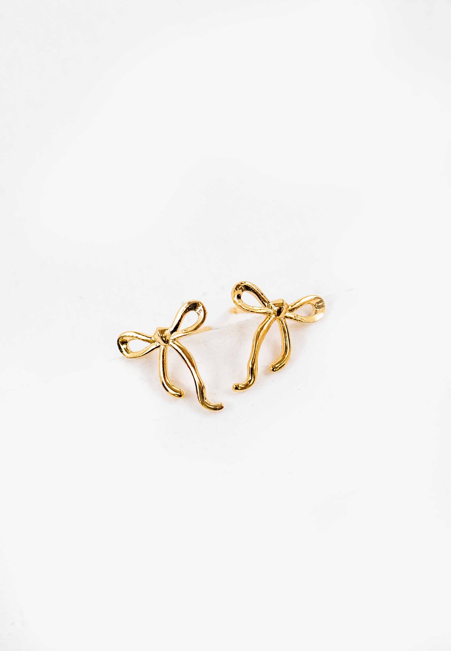 Curled Bow Charm Earrings | Gold