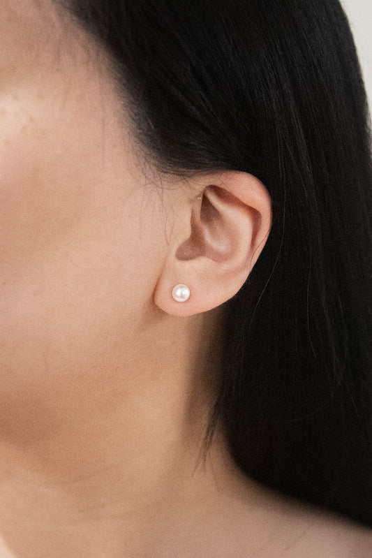 Simple Pearl Earrings | Silver