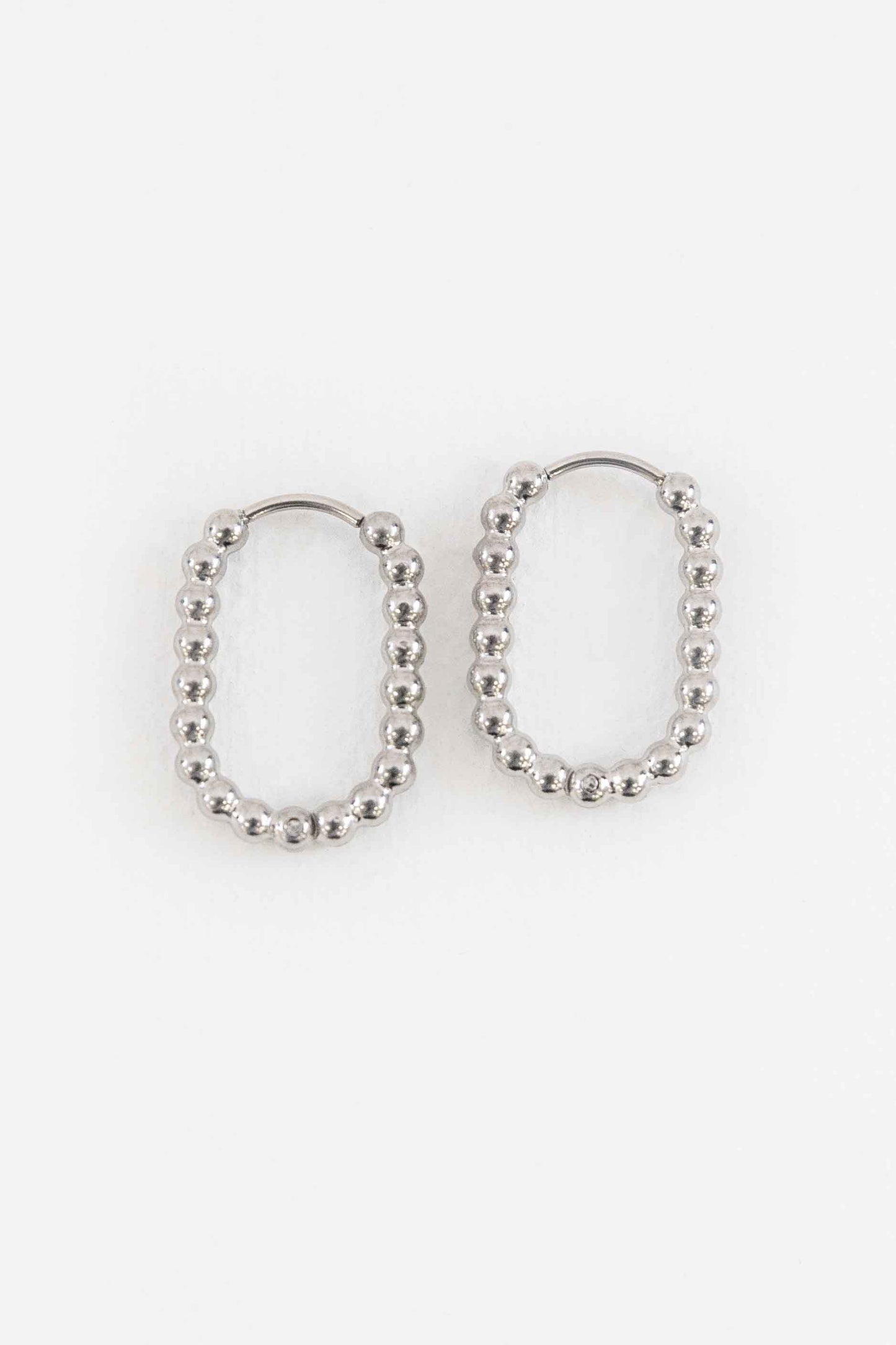 Oval Bubble Hoop Earrings | Silver