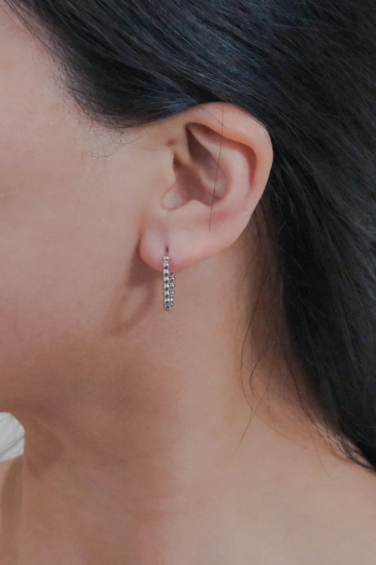 Oval Bubble Hoop Earrings | Silver