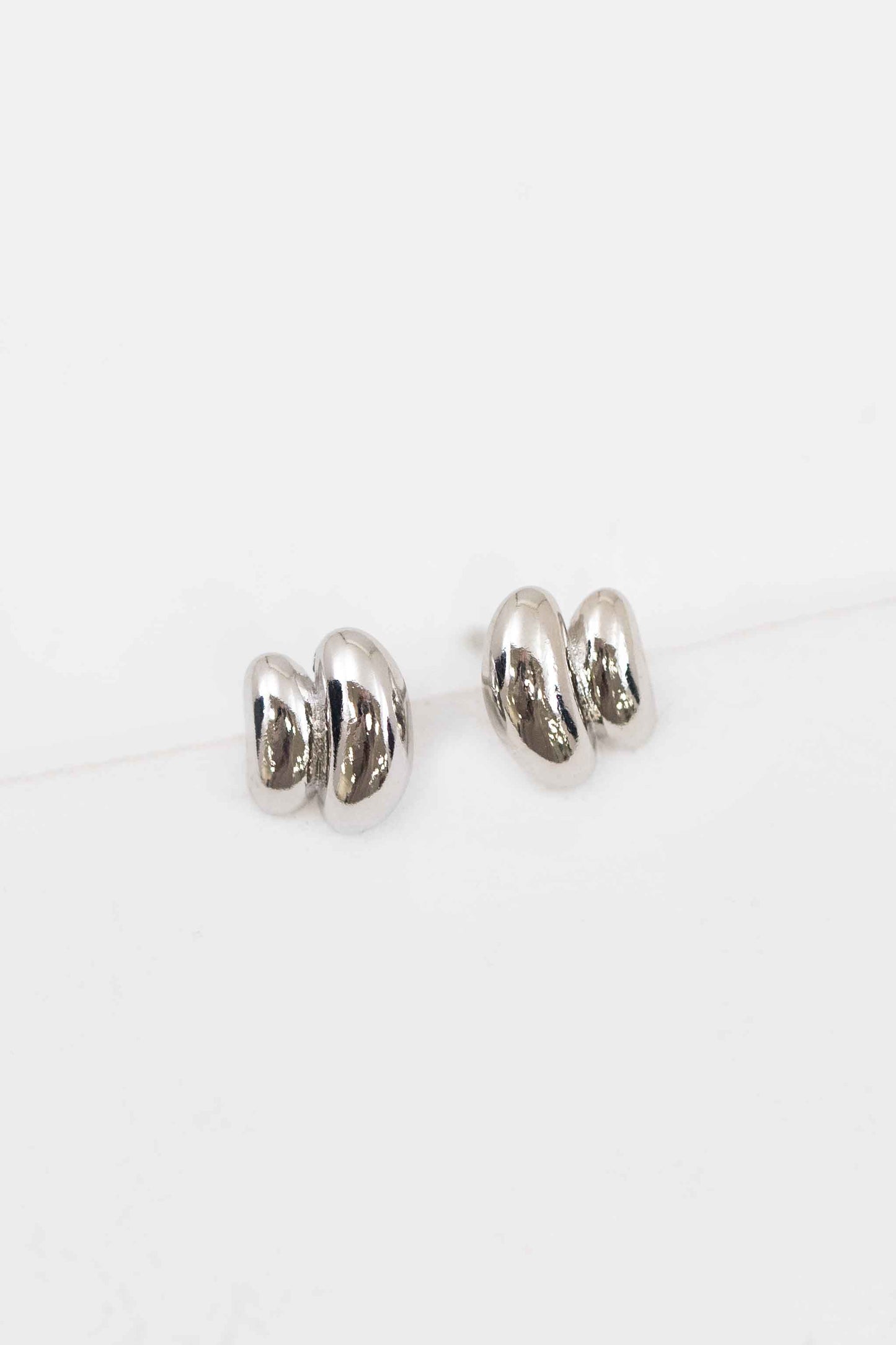 Sculpted Curve Stud Earrings | Silver