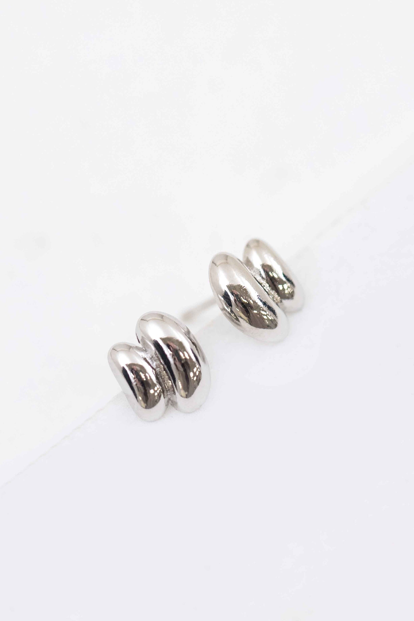 Sculpted Curve Stud Earrings | Silver
