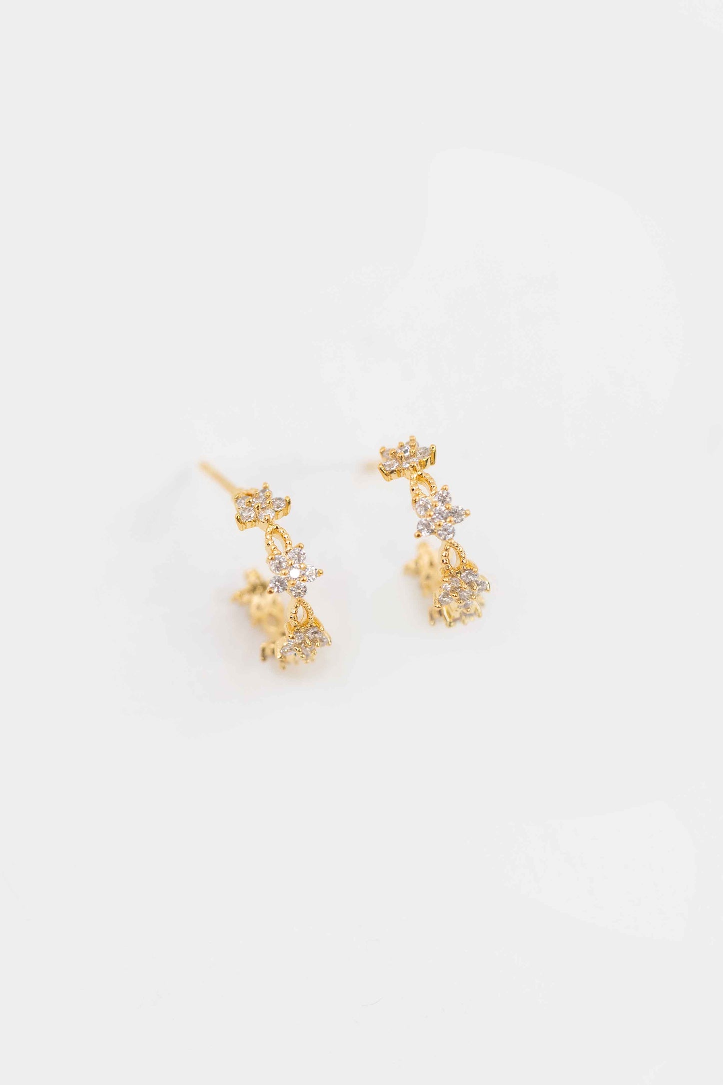 Flower Stone Mini Hoop Earrings | Gold