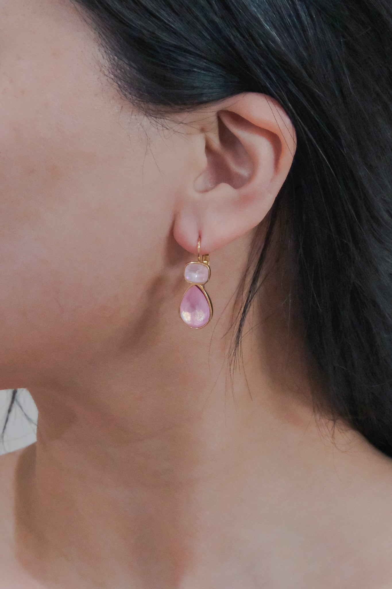 Stone Hook Earrings | Pink
