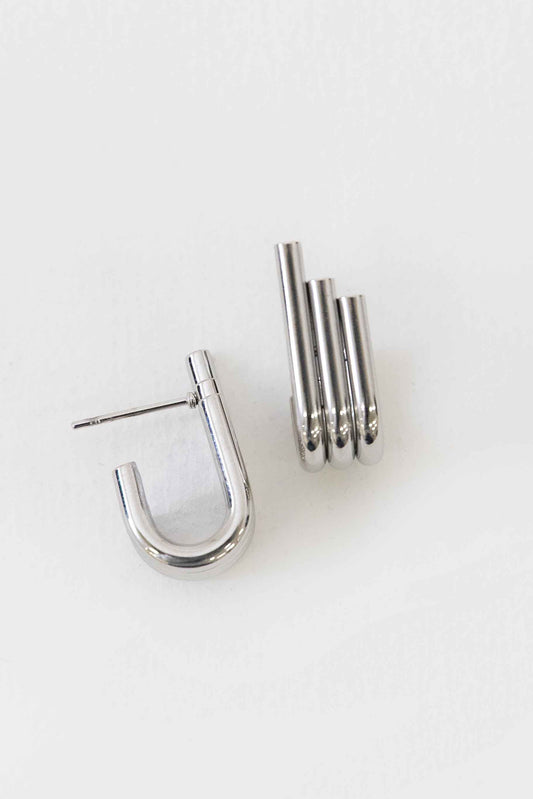 Pipes Stud Earrings | Silver