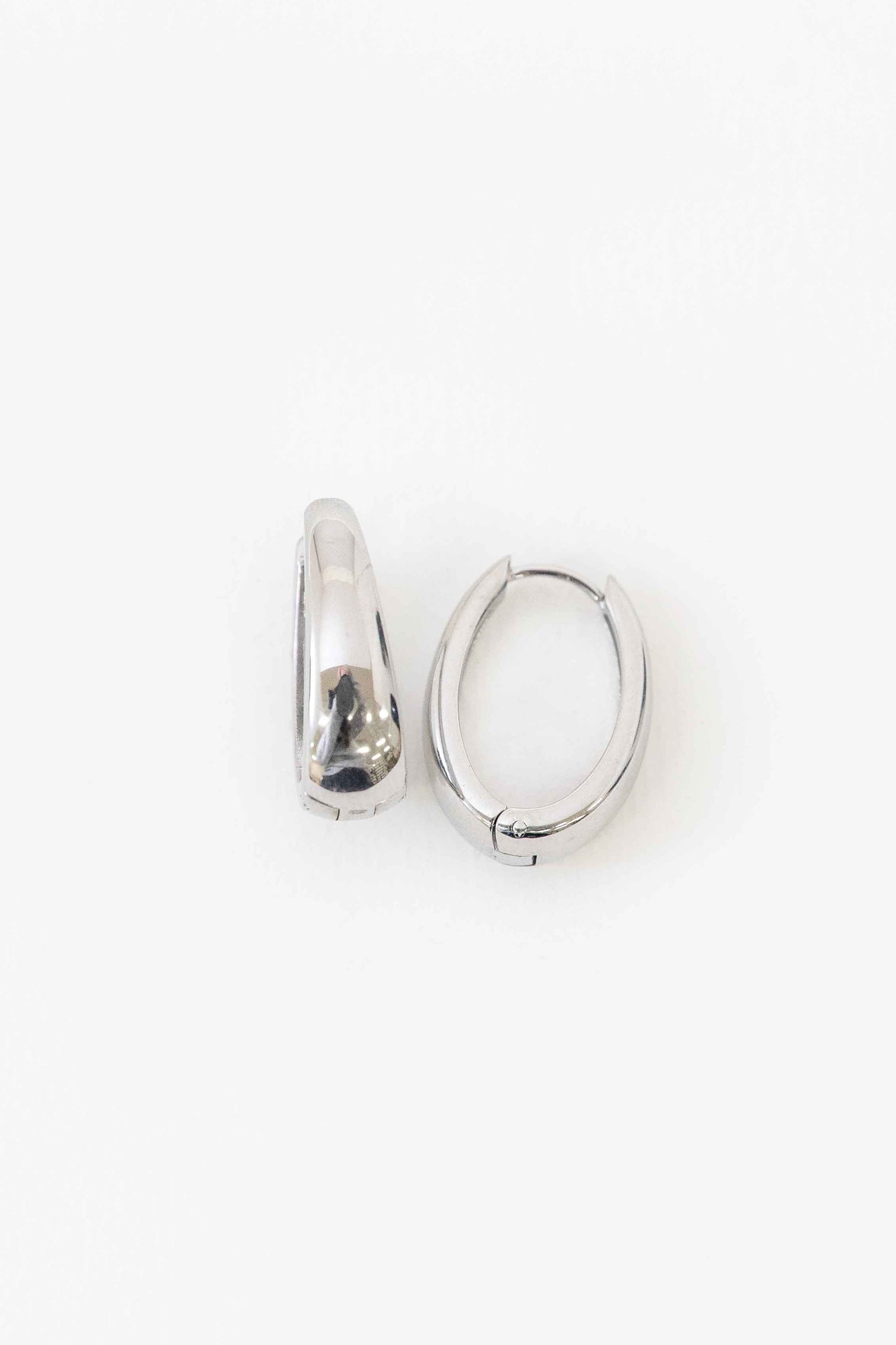 Oblong Hoop Earrings | Silver