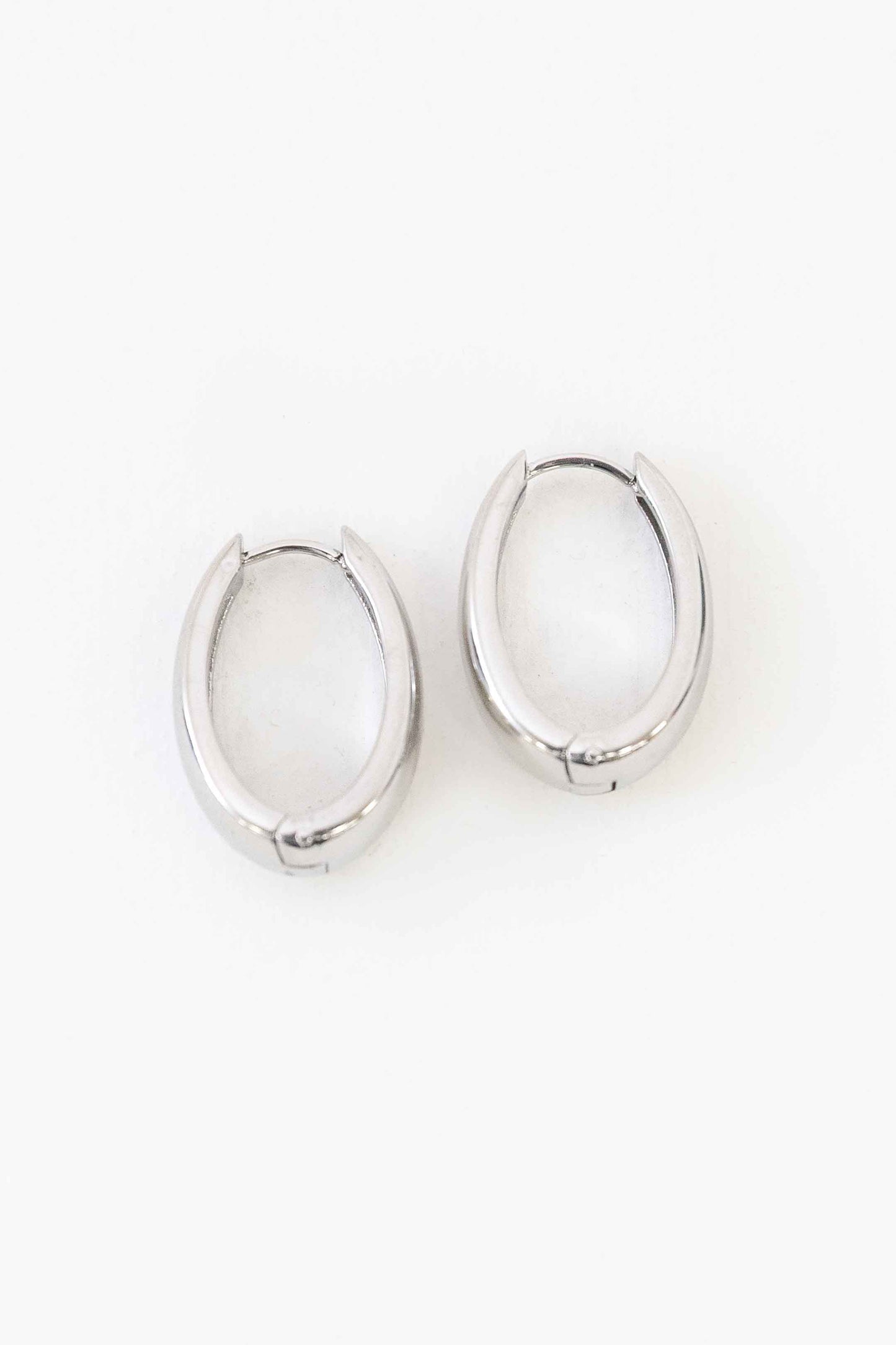 Oblong Hoop Earrings | Silver