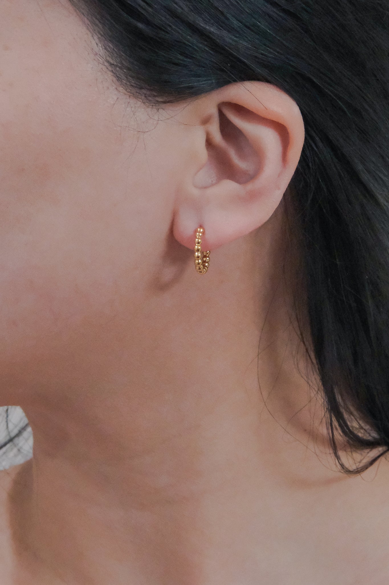 Small Ball Hoop Earrings | Gold