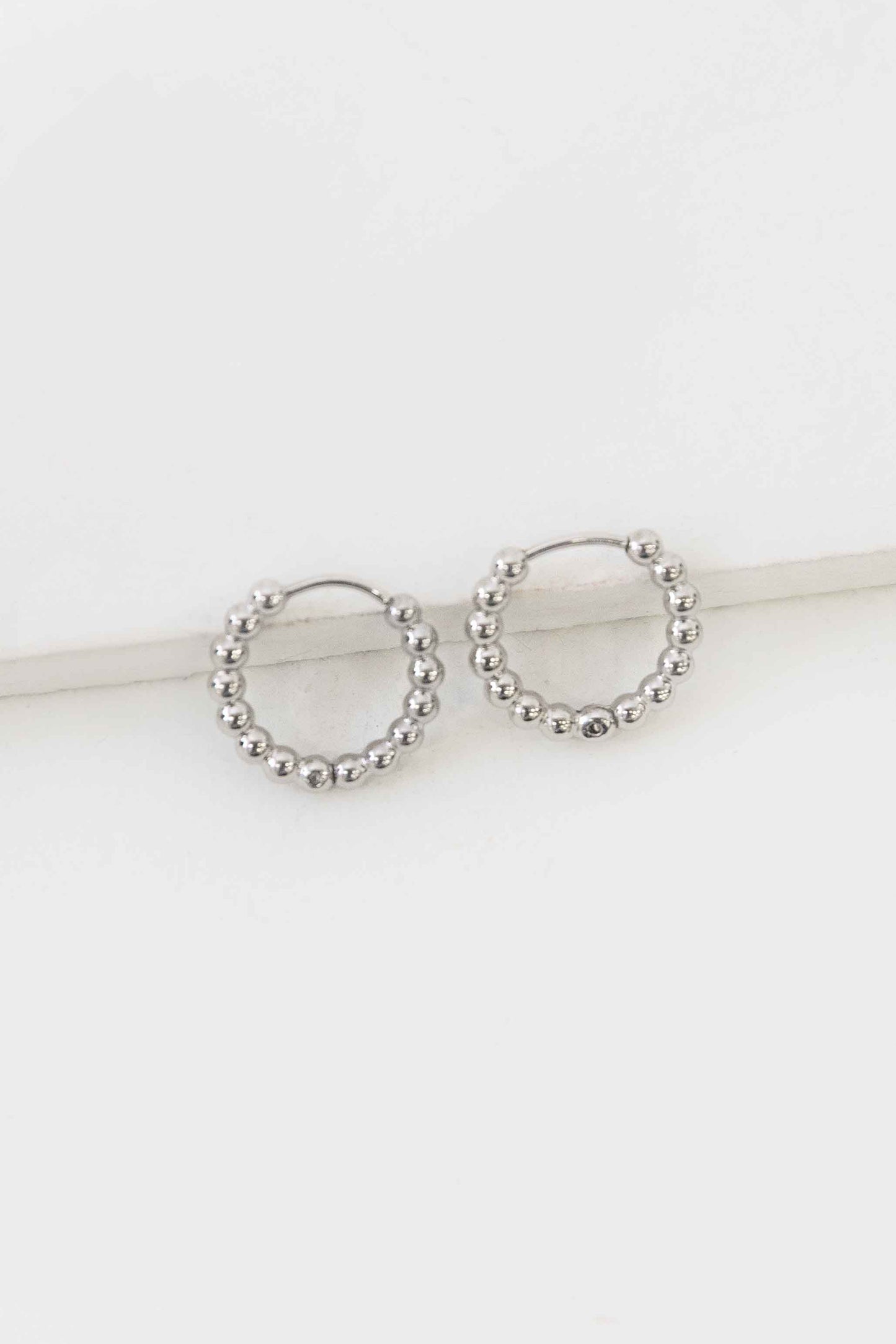 Small Ball Hoop Earrings | Silver