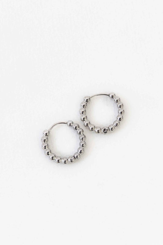 Small Ball Hoop Earrings | Silver