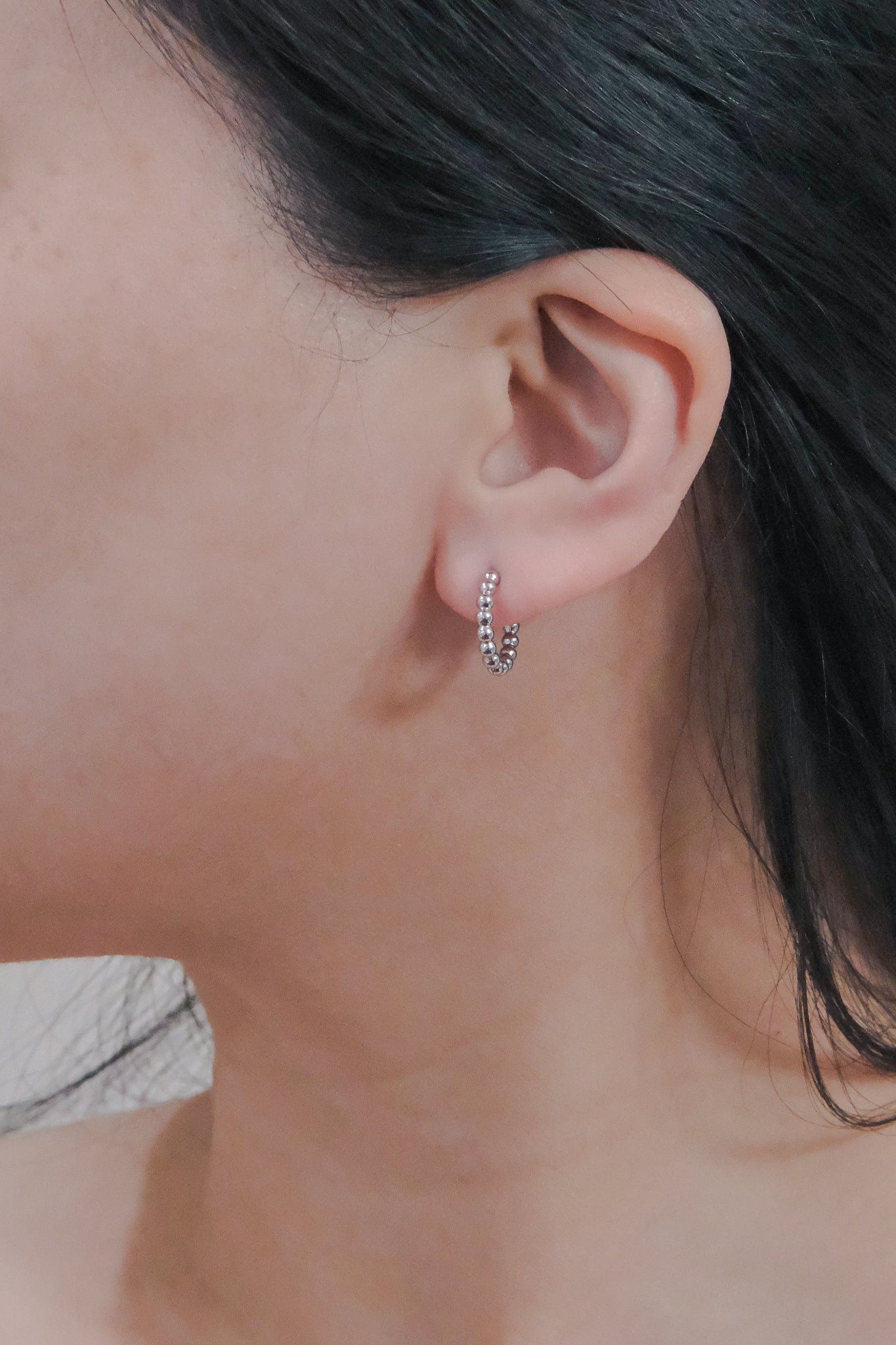 Small Ball Hoop Earrings | Silver