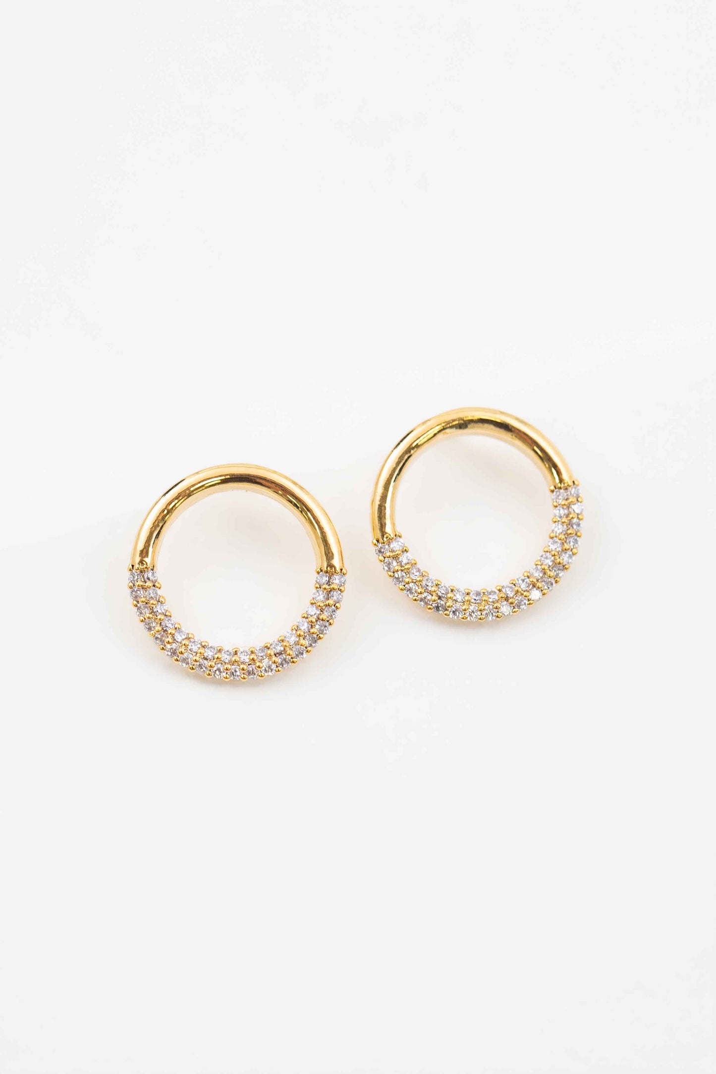 Circle Semi Pave Earrings | Gold