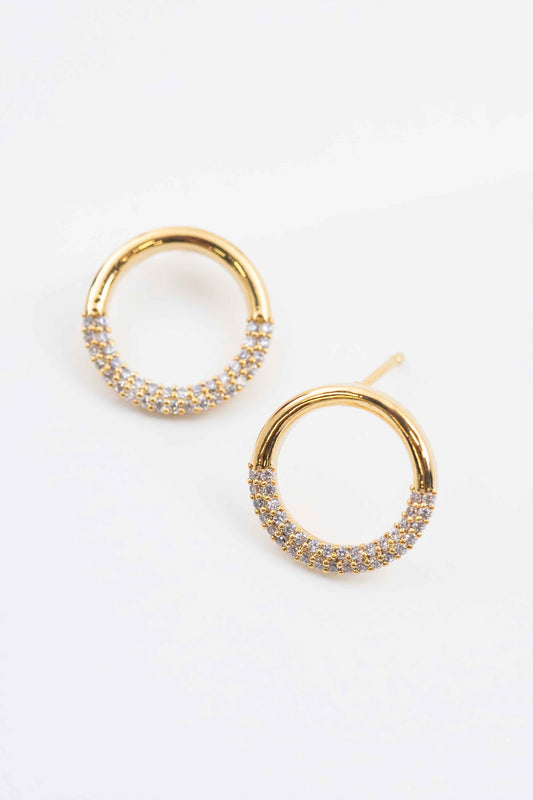 Circle Semi Pave Earrings | Gold