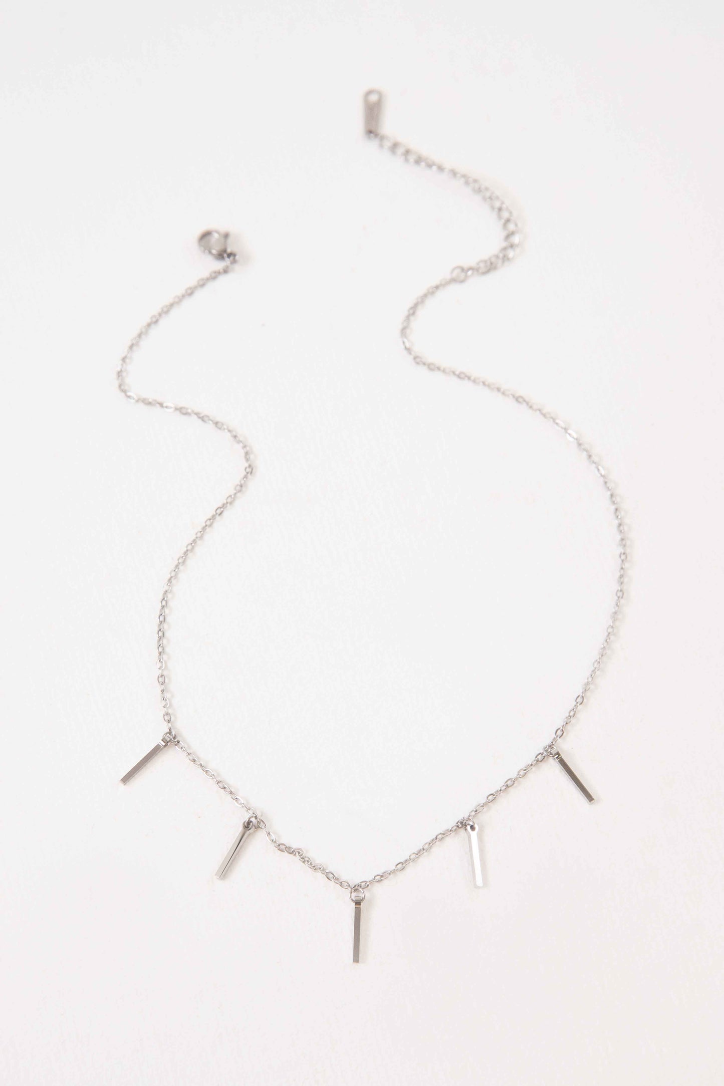 Bar Tassel Drop Necklace | Silver