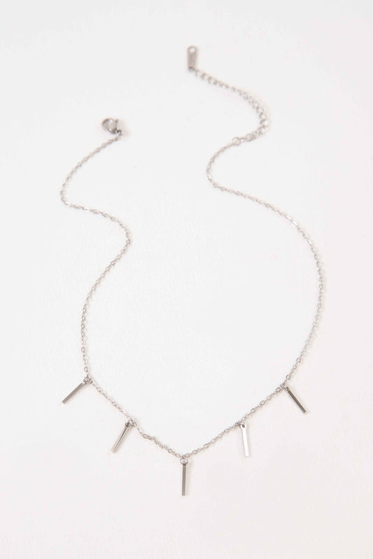 Bar Tassel Drop Necklace | Silver