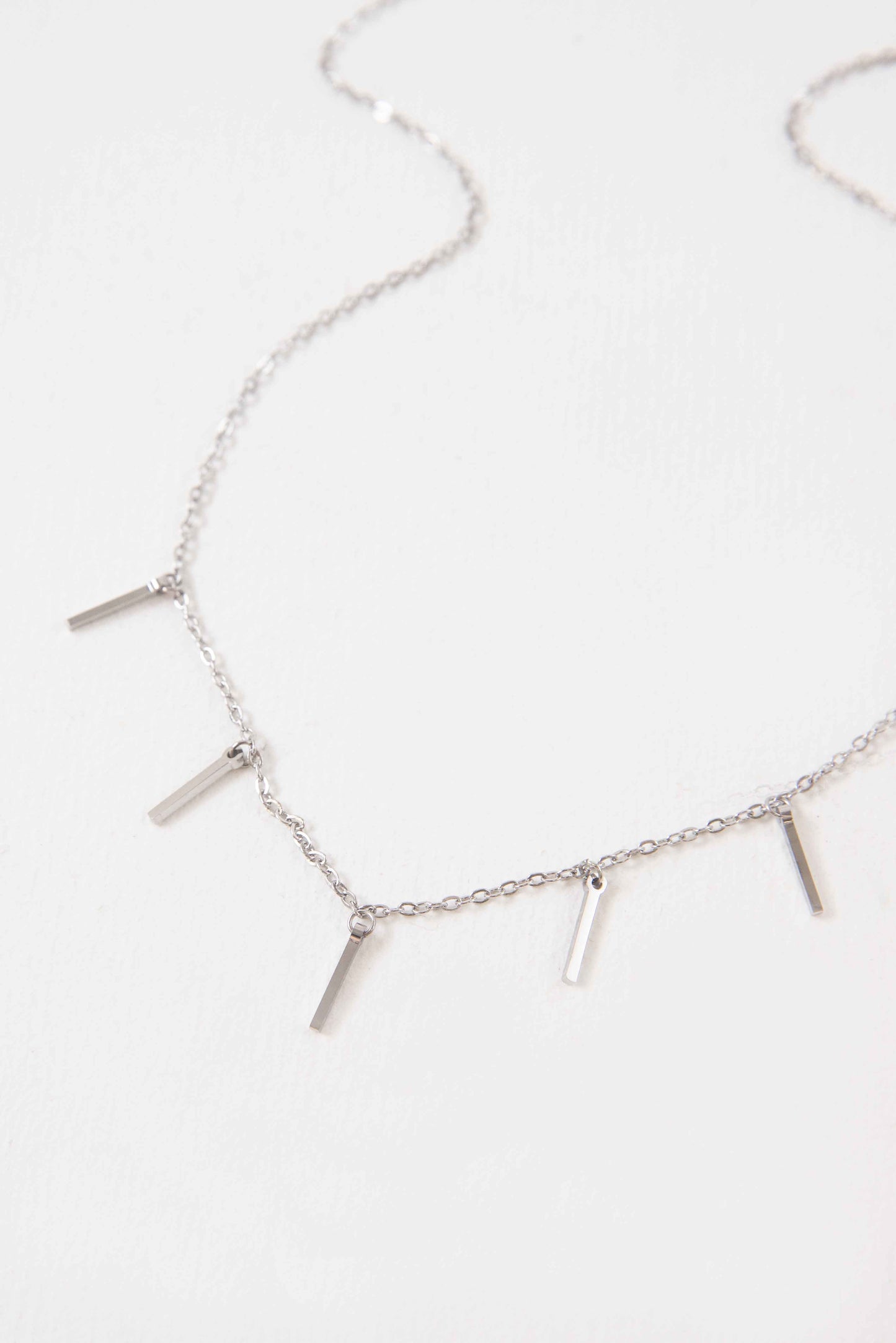 Bar Tassel Drop Necklace | Silver