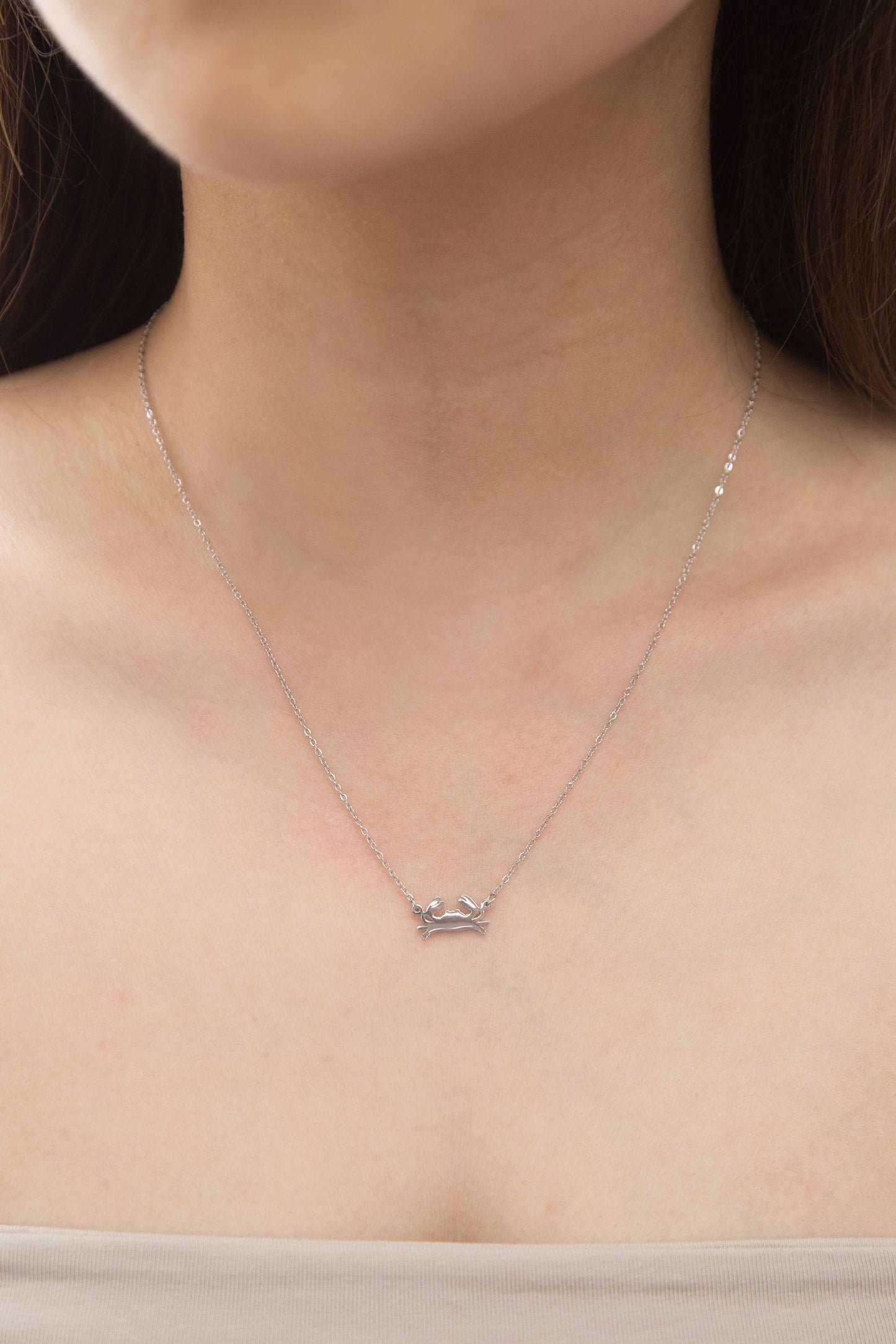 Crab Charm Necklace | Silver