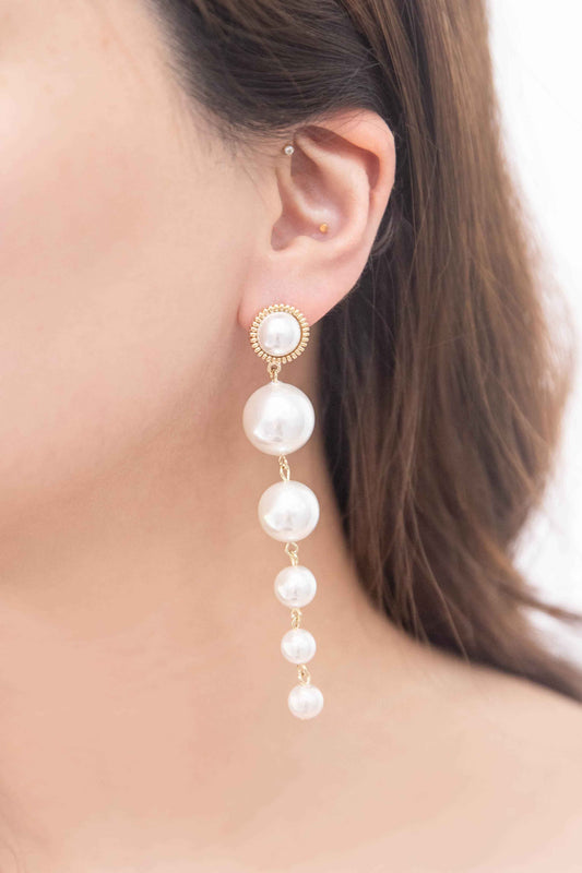 Sun Pearl Dangle Earrings | White