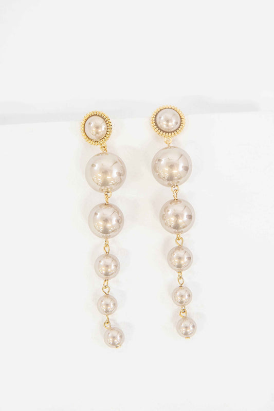 Sun Pearl Dangle Earrings | Taupe