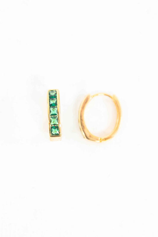 Emerald Hoop Earrings