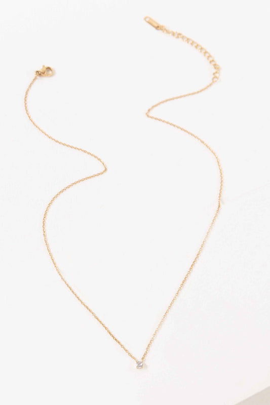 Classic Single Stone Necklace | Gold