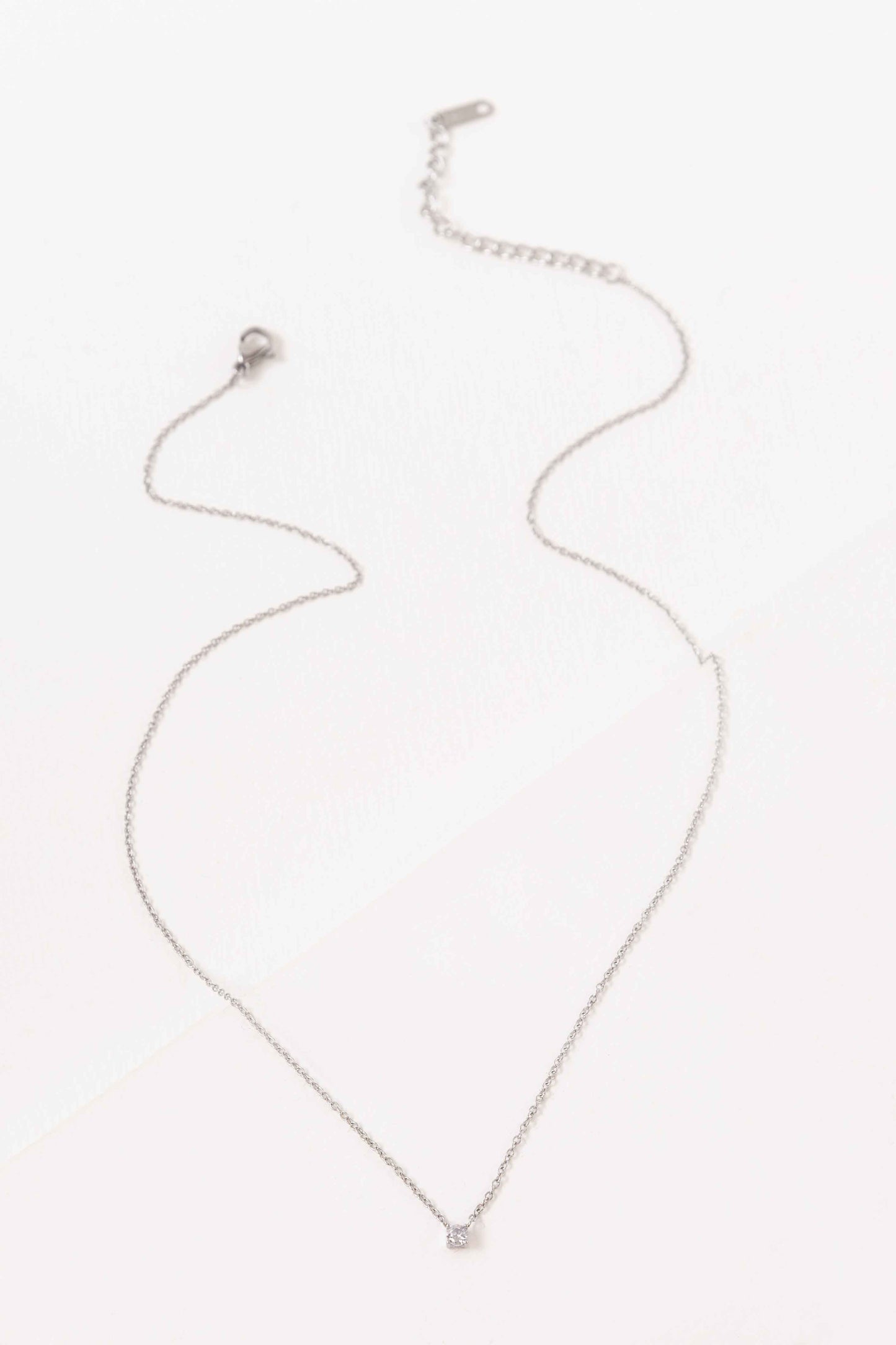 Classic Single Stone Necklace | Silver