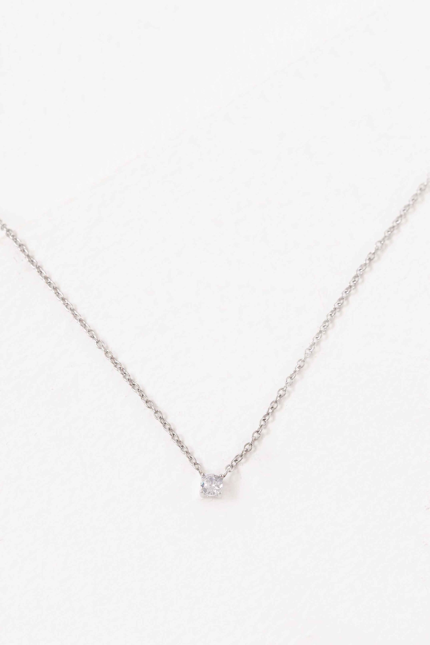 Classic Single Stone Necklace | Silver