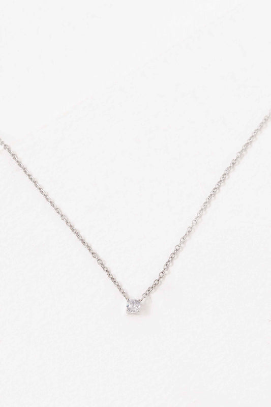 Classic Single Stone Necklace | Silver