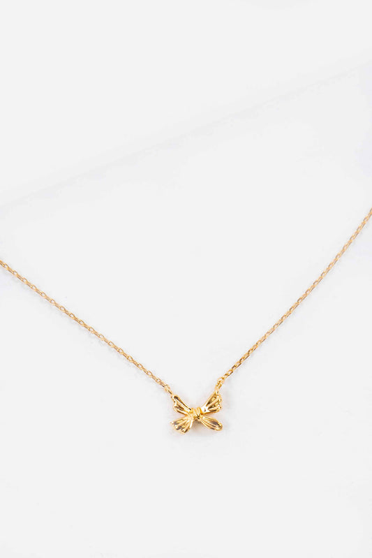 Ample Bow Charm Necklace | Gold