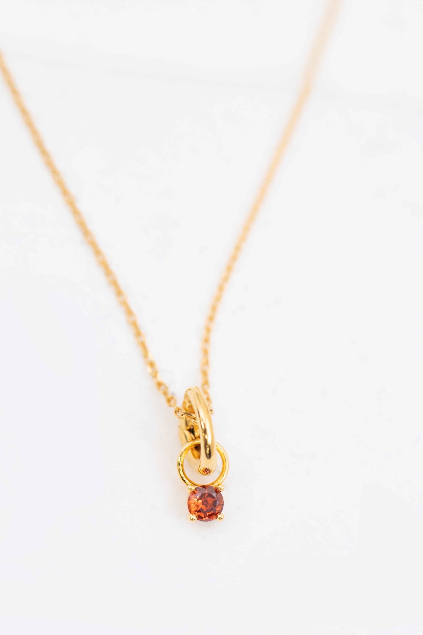 January Birthstone Charm Necklace | Gold