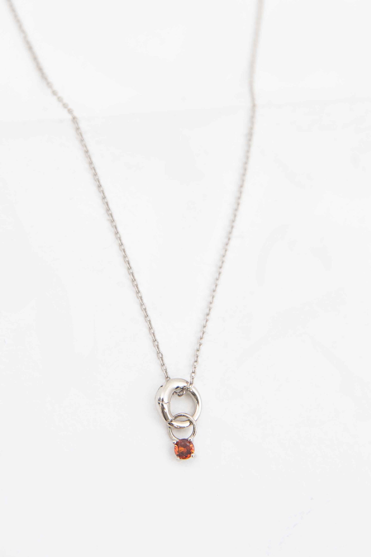 January Birthstone Charm Necklace | Silver