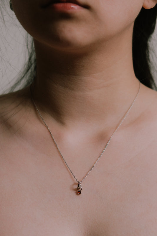 January Birthstone Charm Necklace | Silver